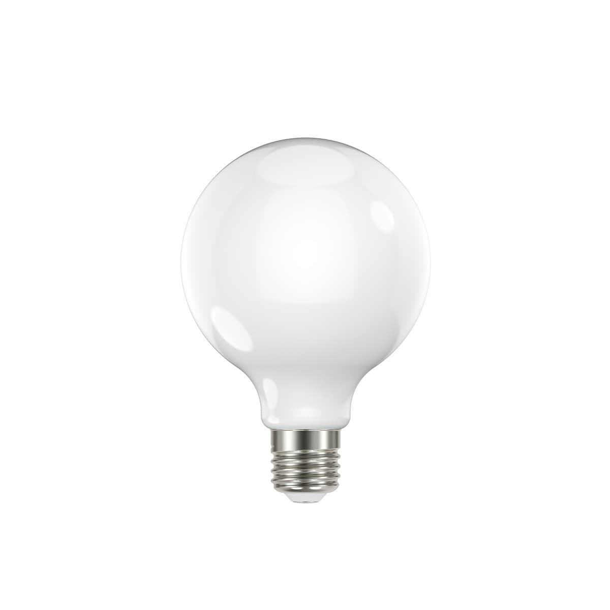 GE 7.6W Glass Opal Dimmable LED G95 ES Globe in Warm White