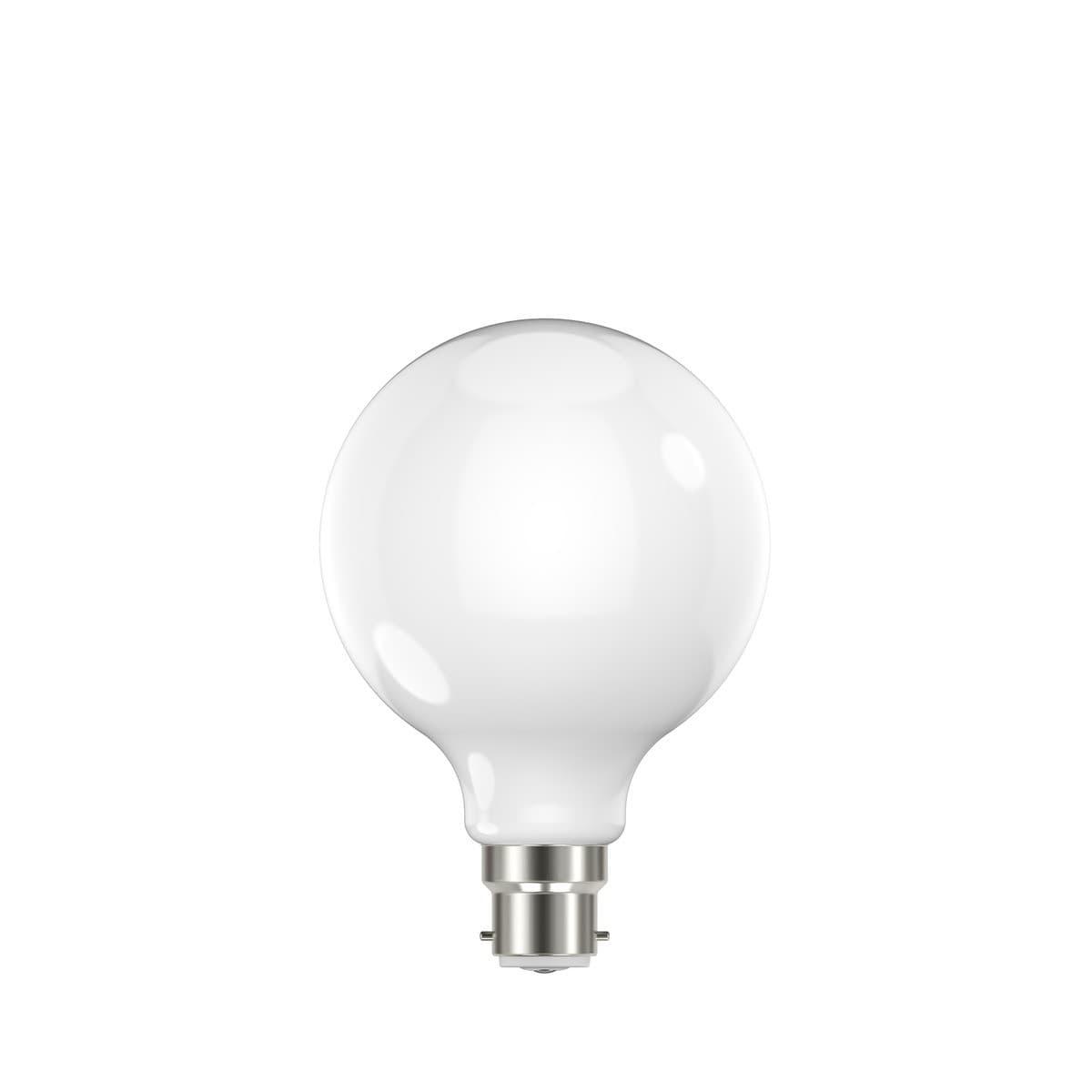 GE 7.6W Glass Opal Dimmable LED G95 BC Globe in Cool White-img-1