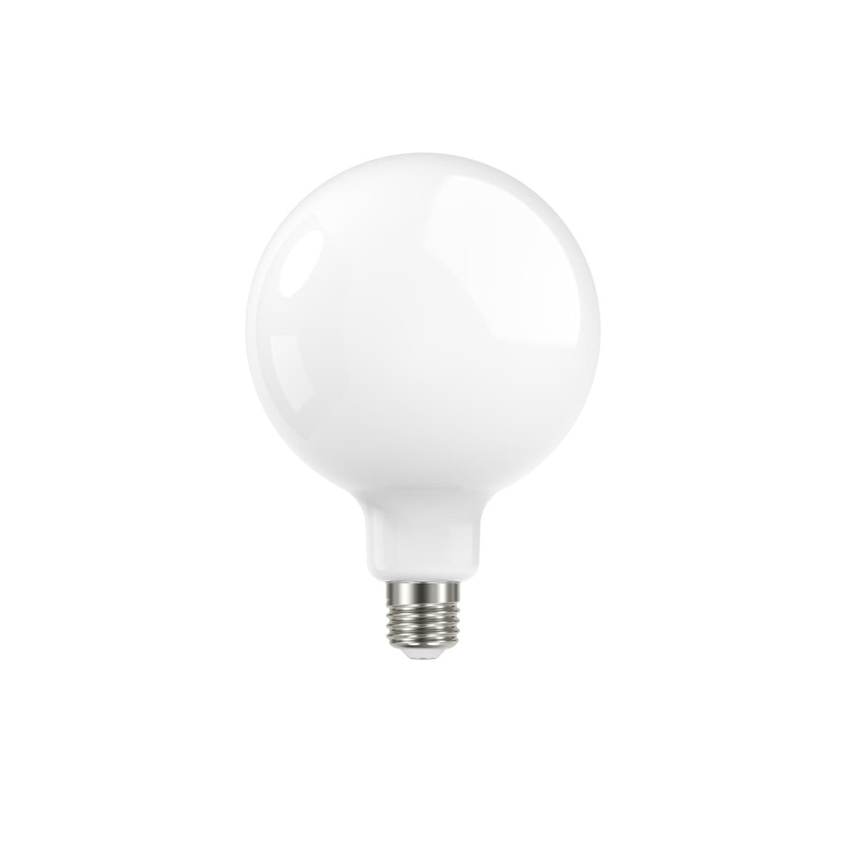 GE 7.6W Glass Opal Dimmable LED G125 ES Globe in Warm White