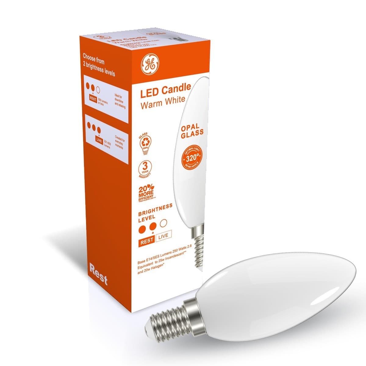 GE 2.8W LED Opal SES Candle Warm White Globe-img-3