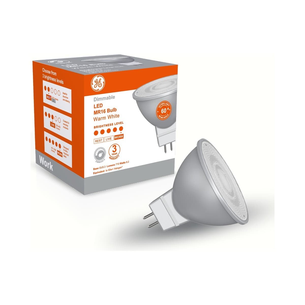 GE 6W LED Dimmable MR16 Globe in Warm White