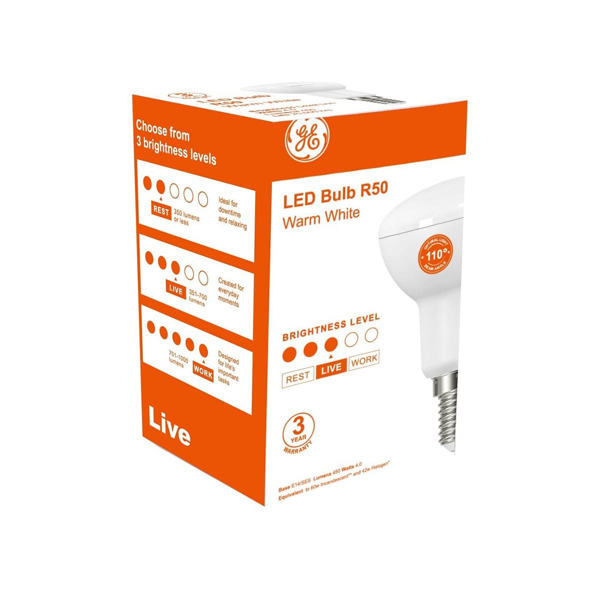 GE 6.2W LED SES R50 Globe in Warm White-img-2