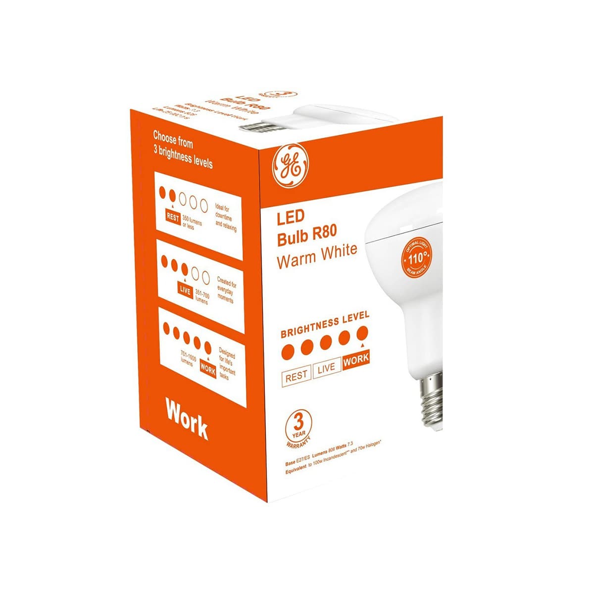 GE 7.3W LED ES R80 Globe in Warm White-img-2