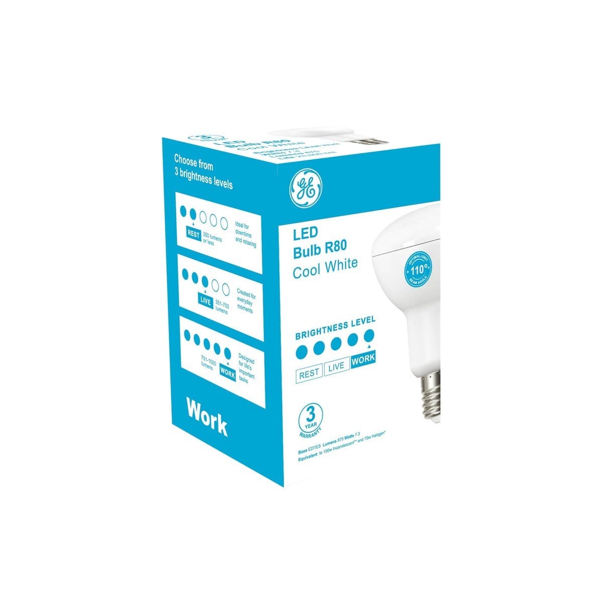GE 7.3W LED ES R80 Globe in Cool White-img-2