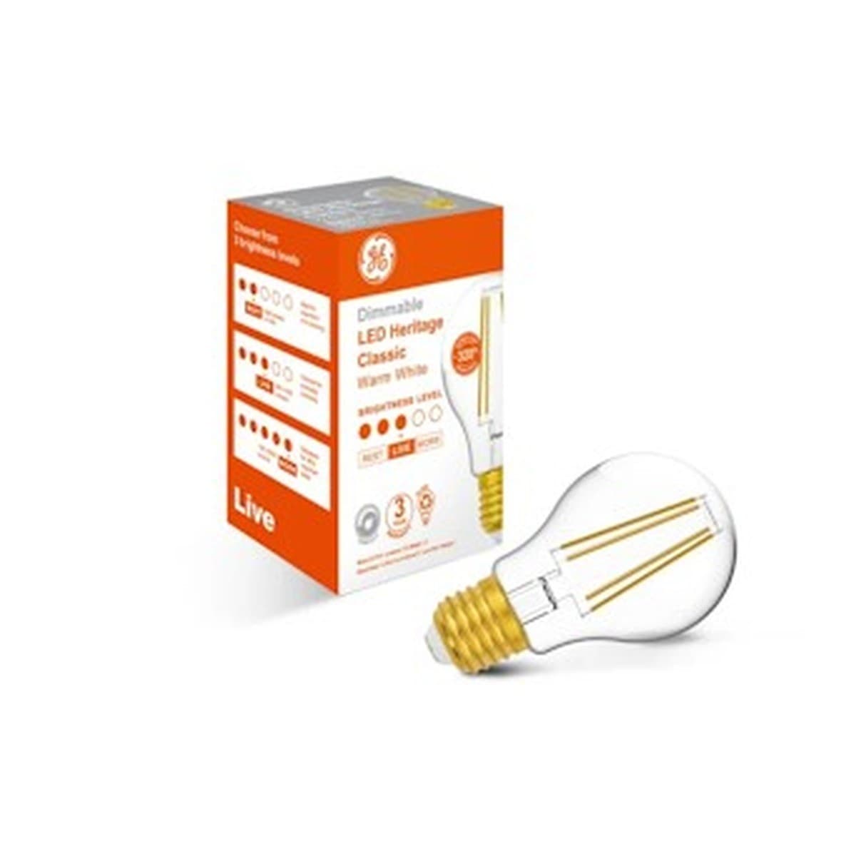 GE 7.5W Heritage Dimmable LED GLS ES Globe in Warm White