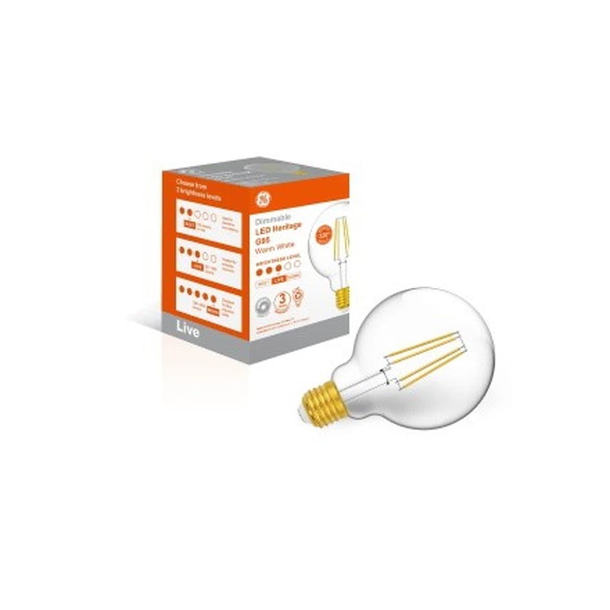 GE 7.5W Clear Dimmable LED G95 ES Globe in Warm White
