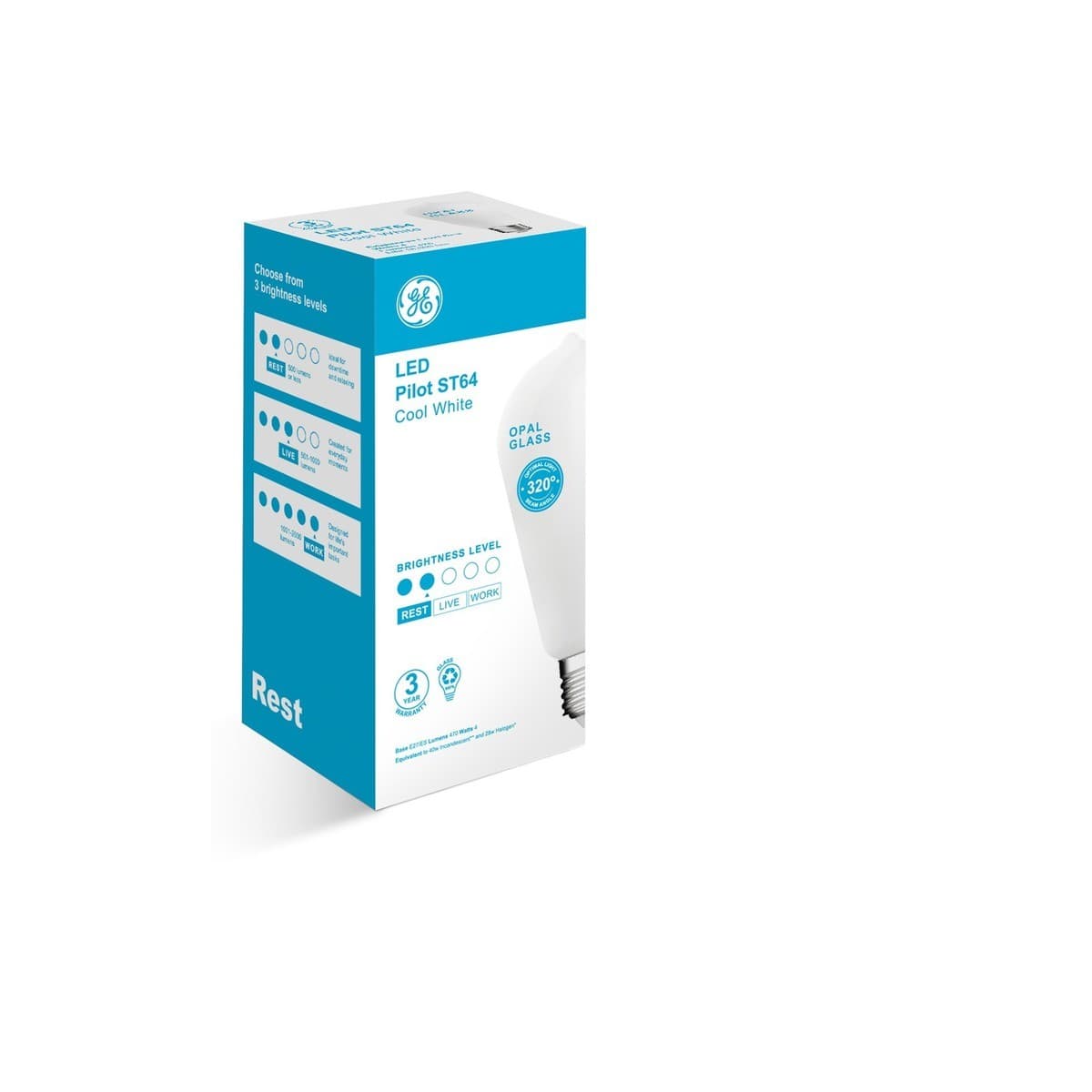 GE 4W LED Opal Pilot ES Globe in Cool White-img-2