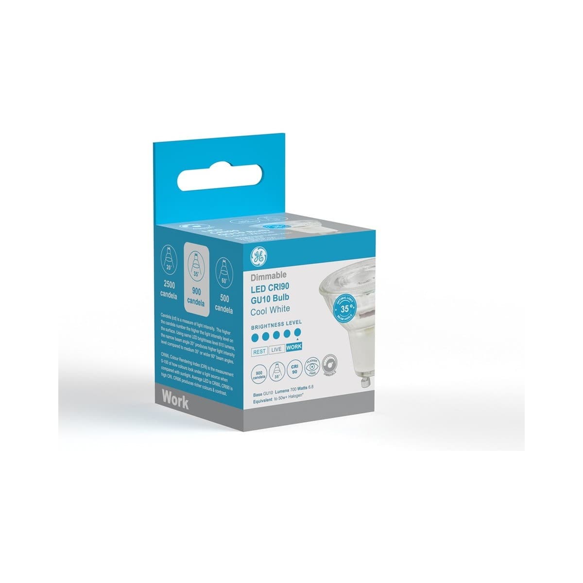 GE 6.8W Dimmable GU10 Globe in Cool White with 35-Degree Beam Angle-img-3
