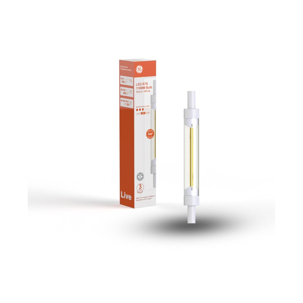 GE 6.5W LED 118mm R7S Globe in Warm White