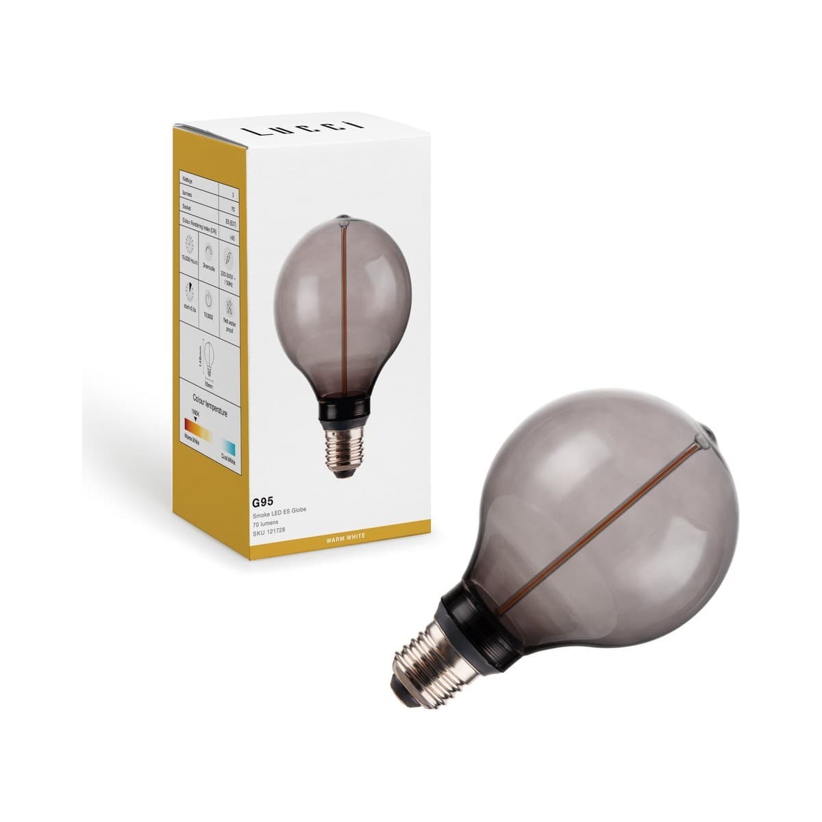 Lucci Sole 3W LED G95 Pilot ES Globe with Smoke Glass in Warm White