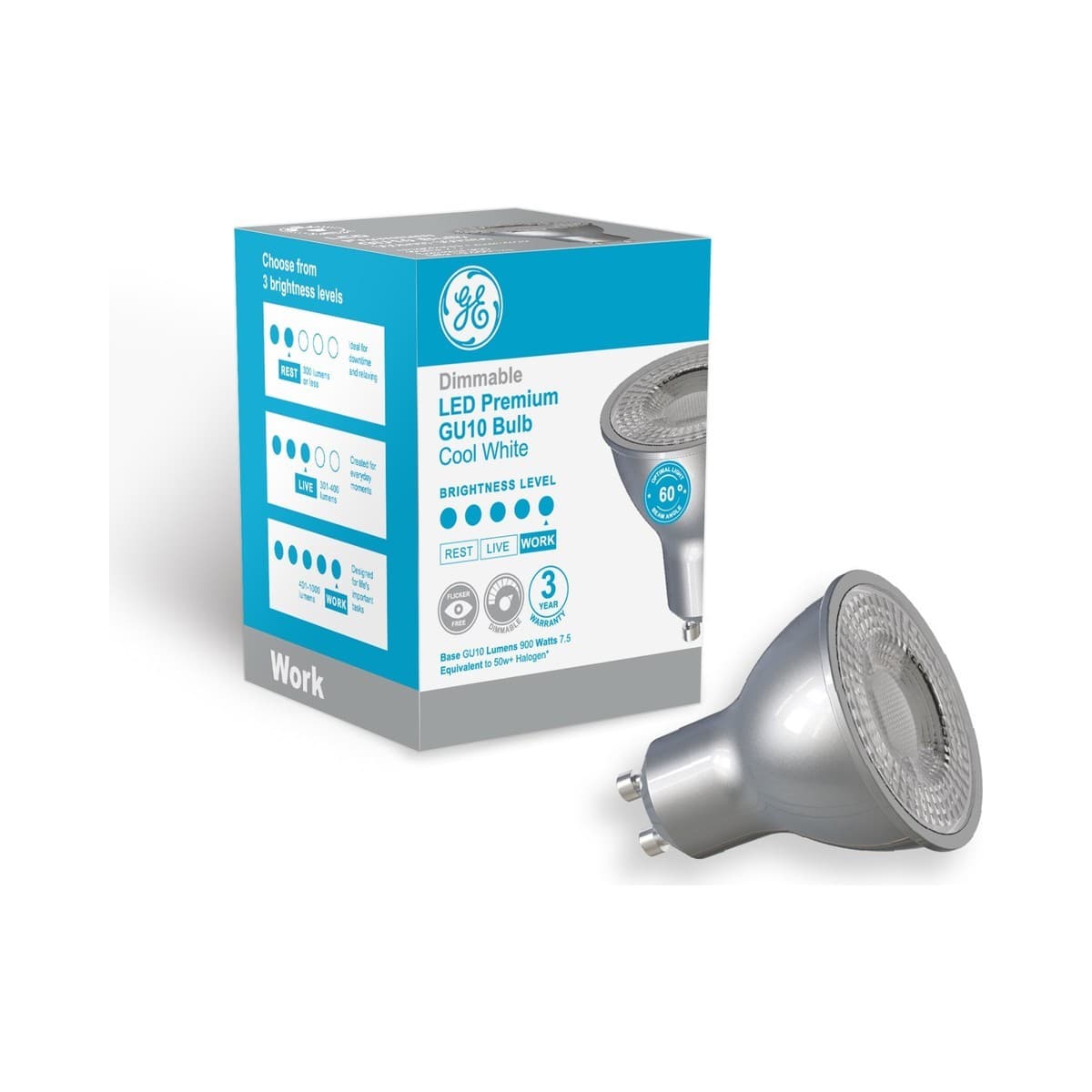 GE 7.5W Premium Dimmable GU10 Globe in Cool White-img-1