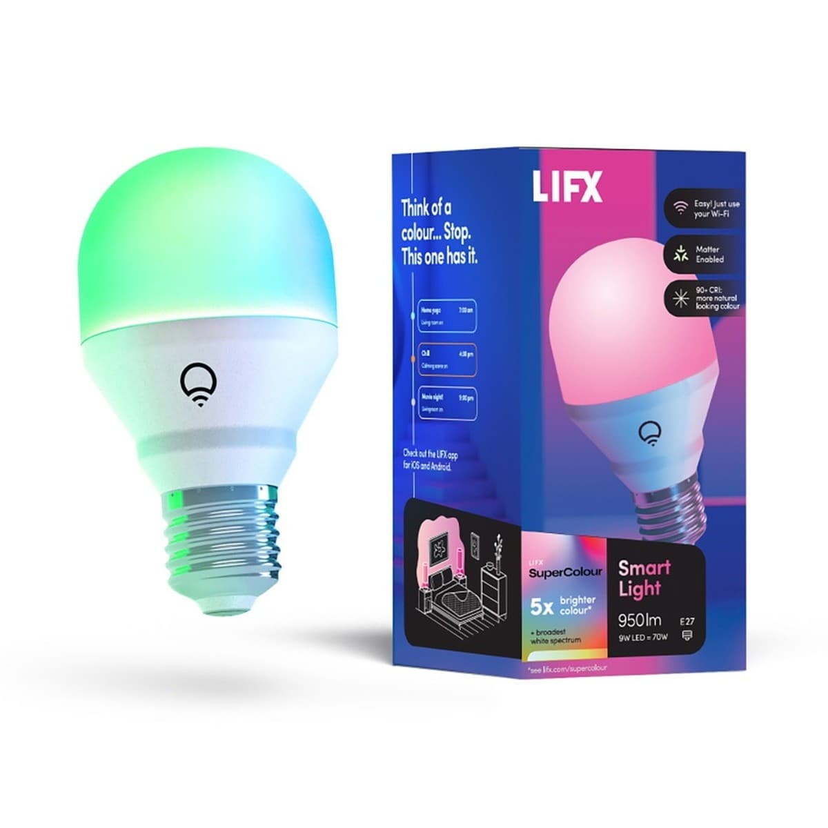 LIFX SuperColour 9W Dimmable ES LED GLS Smart Globe in RGB + Full White Spectrum-img-1