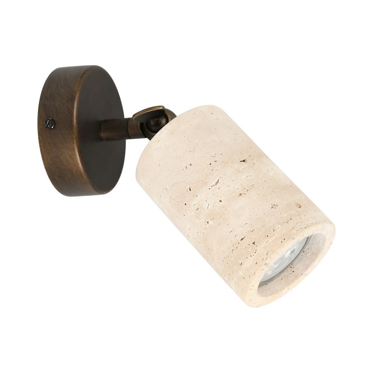 Traviato 1 Light Spot Light in Travertine with Bronze Details-img-2