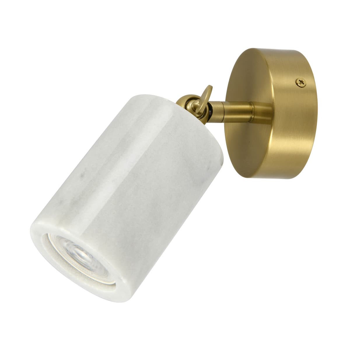 Thorsten 1 Light Spotlight in White Marble with Aged Brass Details-img-1