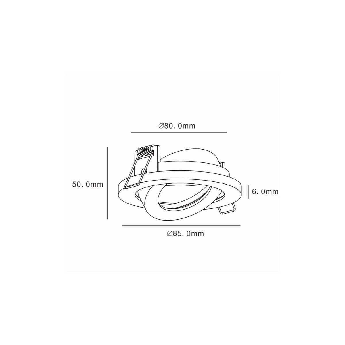 Podean GU10 Tilt Frame Only Recessed 72mm Cut Out Downlight in Black