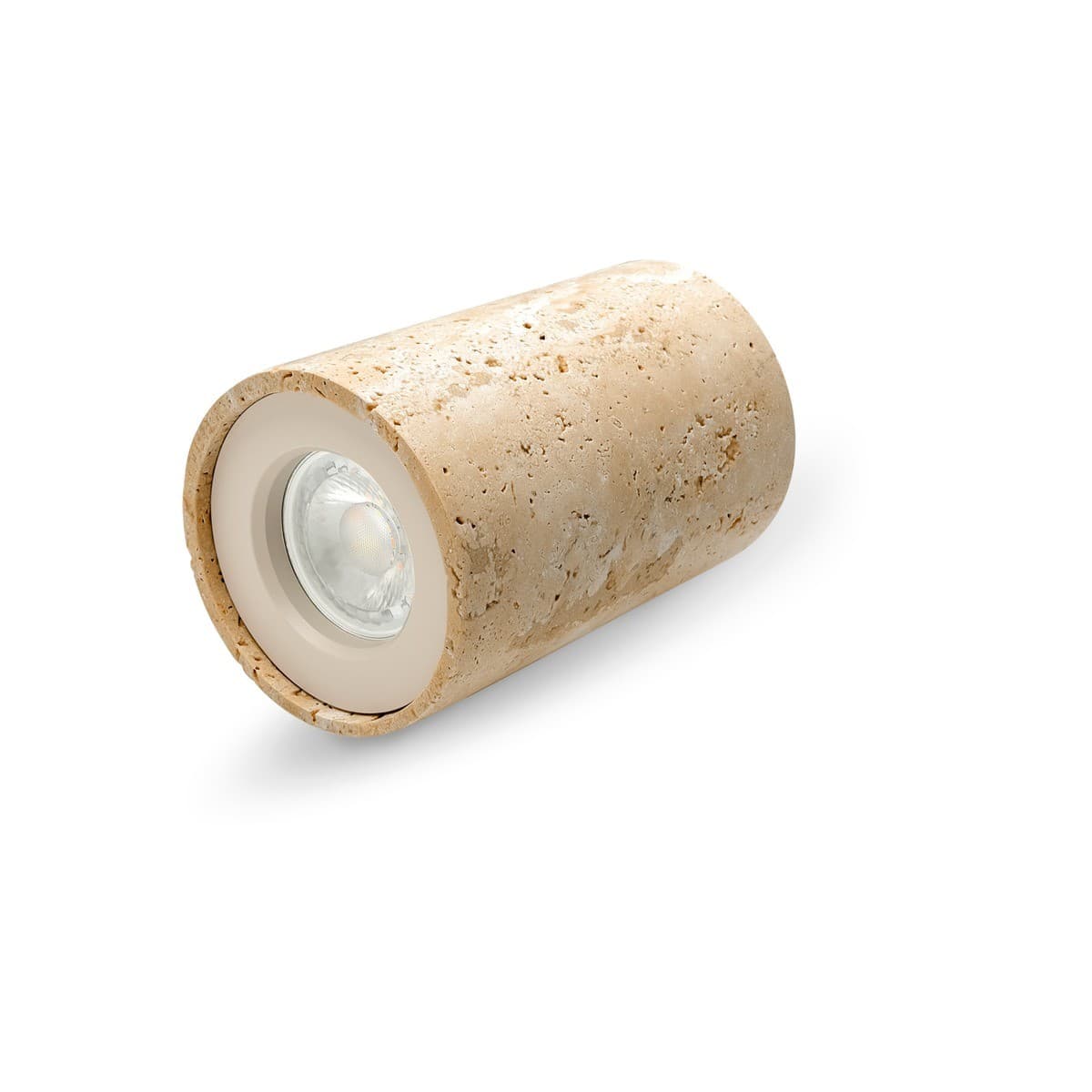 Traviato GU10 Surface Mounted Downlight in Natural Travertine with Beige Details-img-1