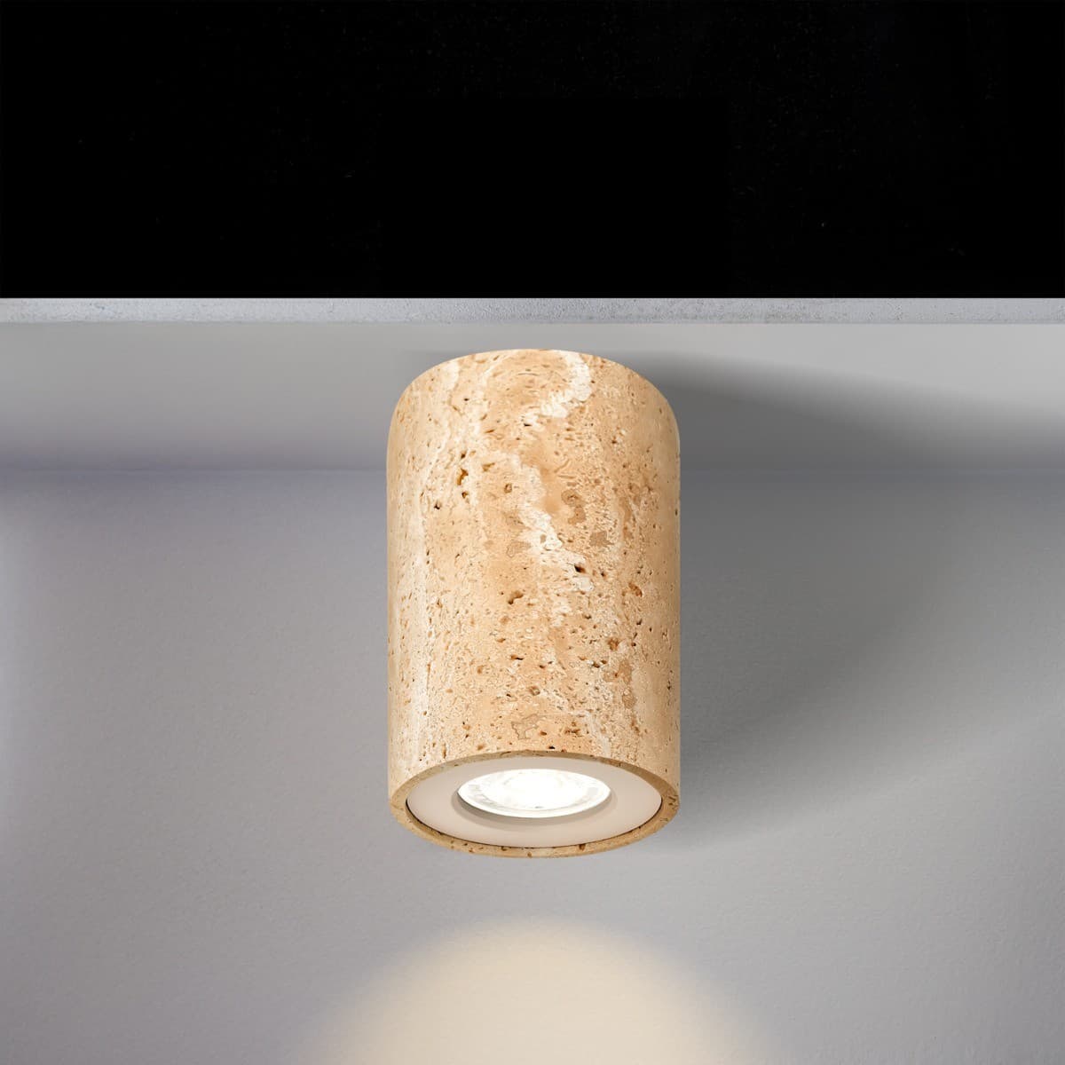 Traviato GU10 Surface Mounted Downlight in Natural Travertine with Beige Details-img-8