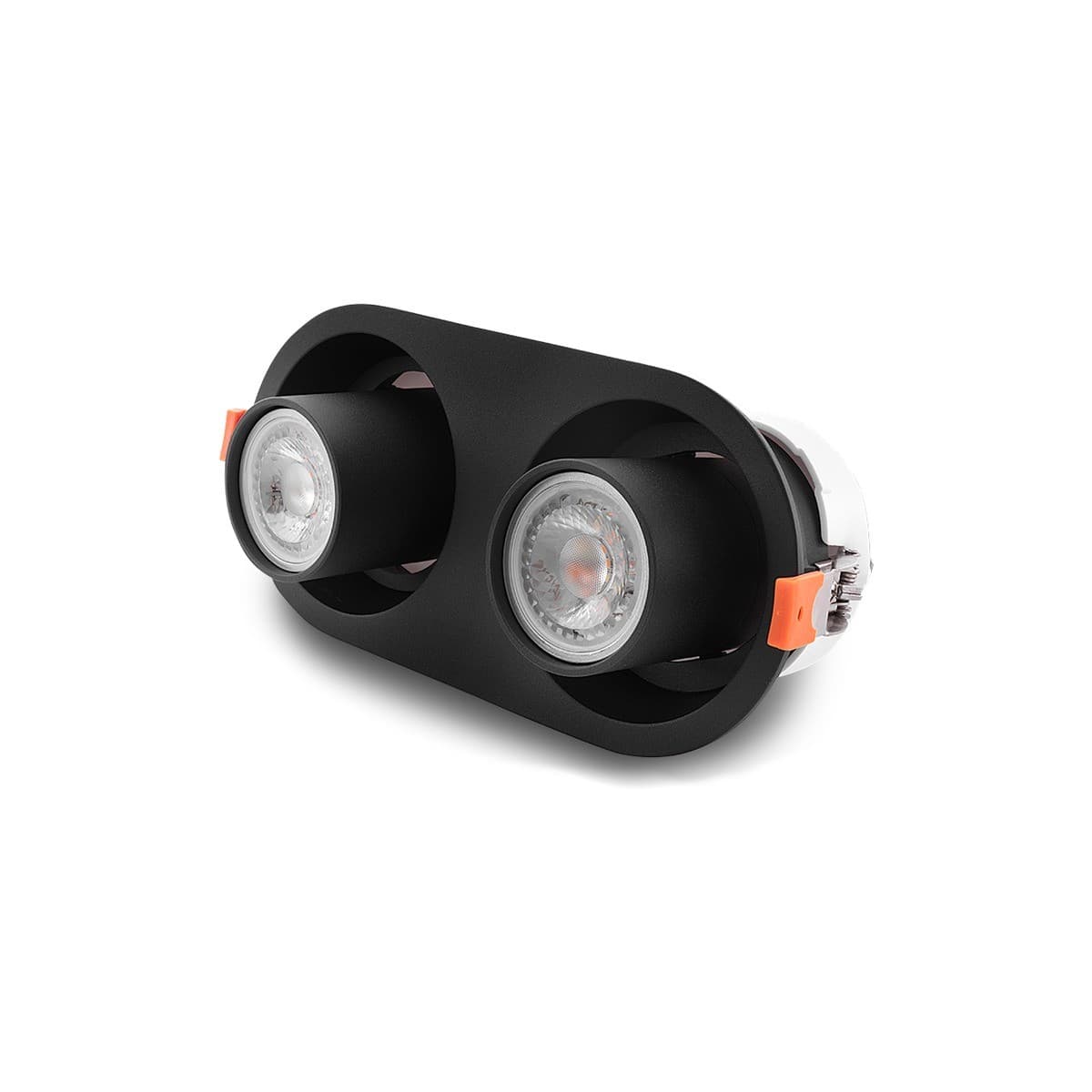 Luton 2 Light GU10 Recessed Gimble 205mm X 95mm Cut Out Downlight in Black-img-1