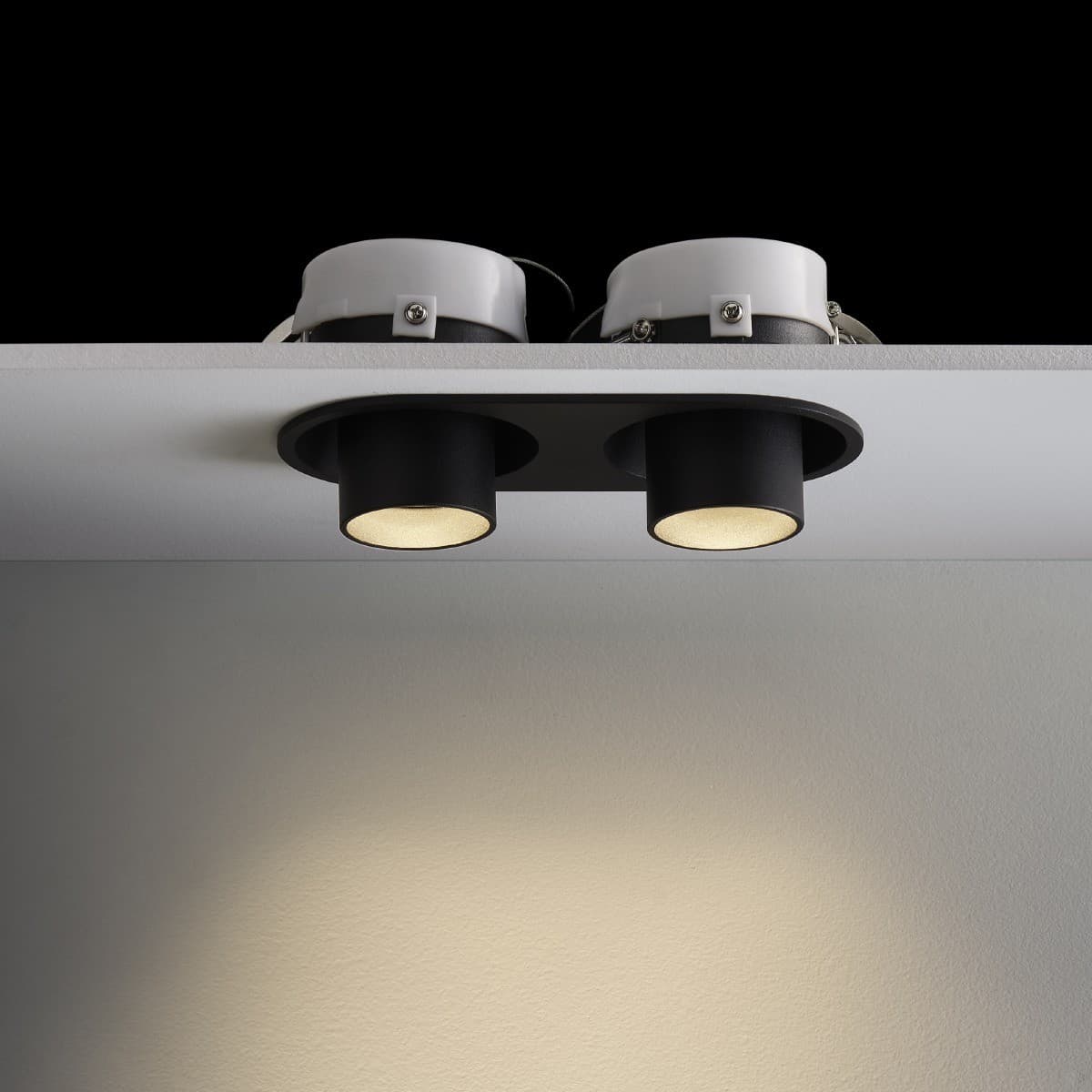 Luton 2 Light GU10 Recessed Gimble 205mm X 95mm Cut Out Downlight in Black-img-5