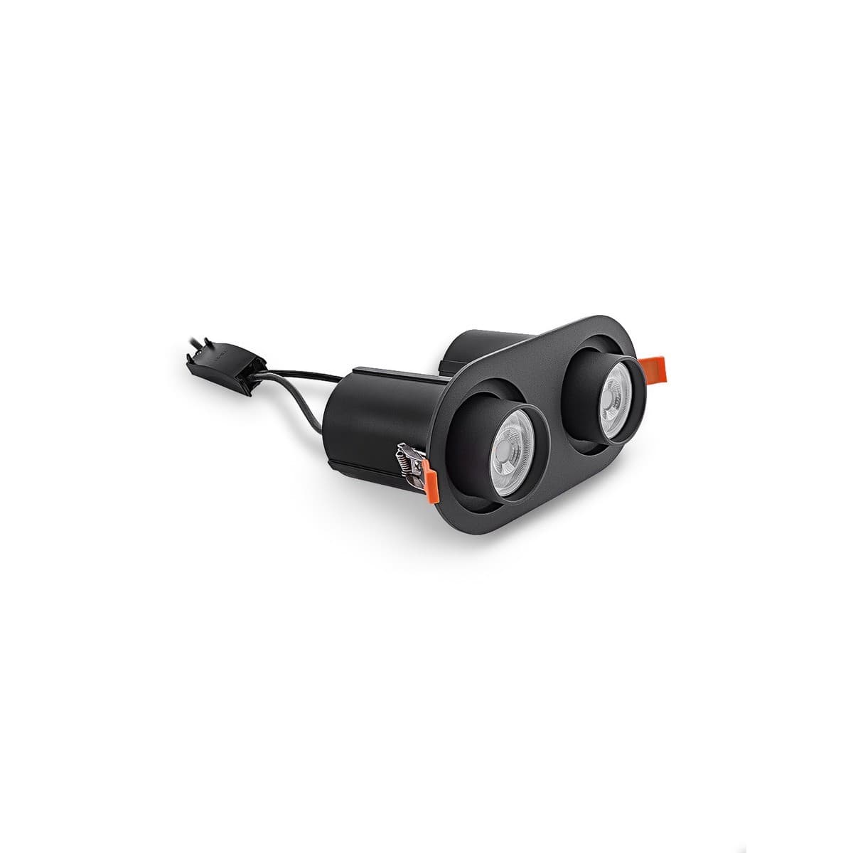 Luton 2 Light GU10 Recessed Adjustable 195mm X 86mm Cut Out Spotlight in Black-img-3