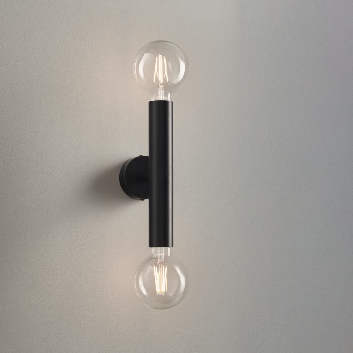Parker 2 Light Cylinder Wall Bracket in Black