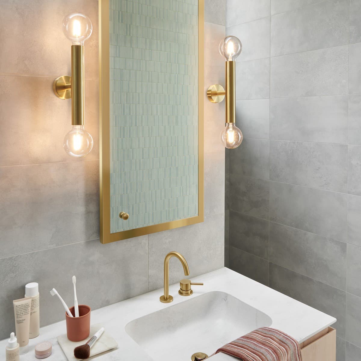 Parker 2 Light Cylinder Wall Bracket in Brass