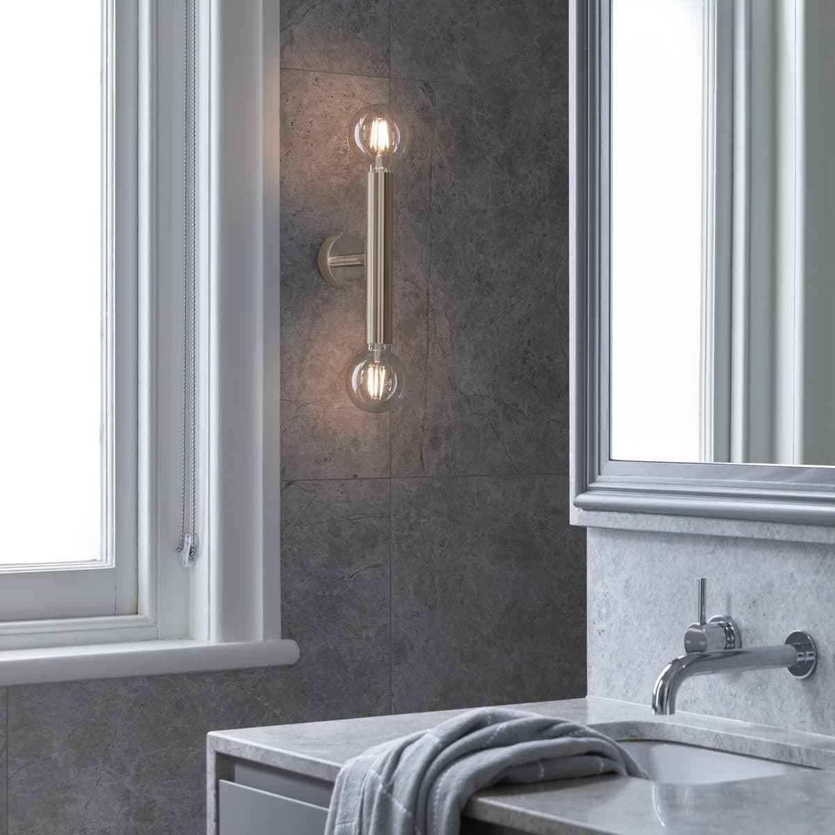 Parker 2 Light Cylinder Wall Bracket in Brushed Chrome