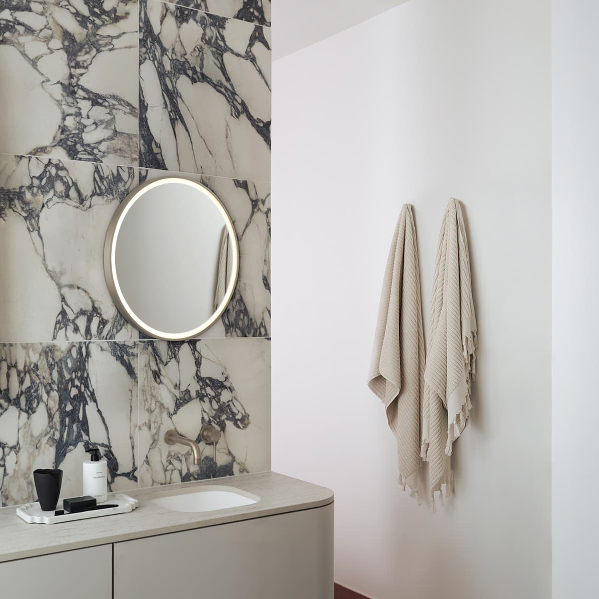 Contour Round Mirror Frame Only in Brushed Chrome-img-2