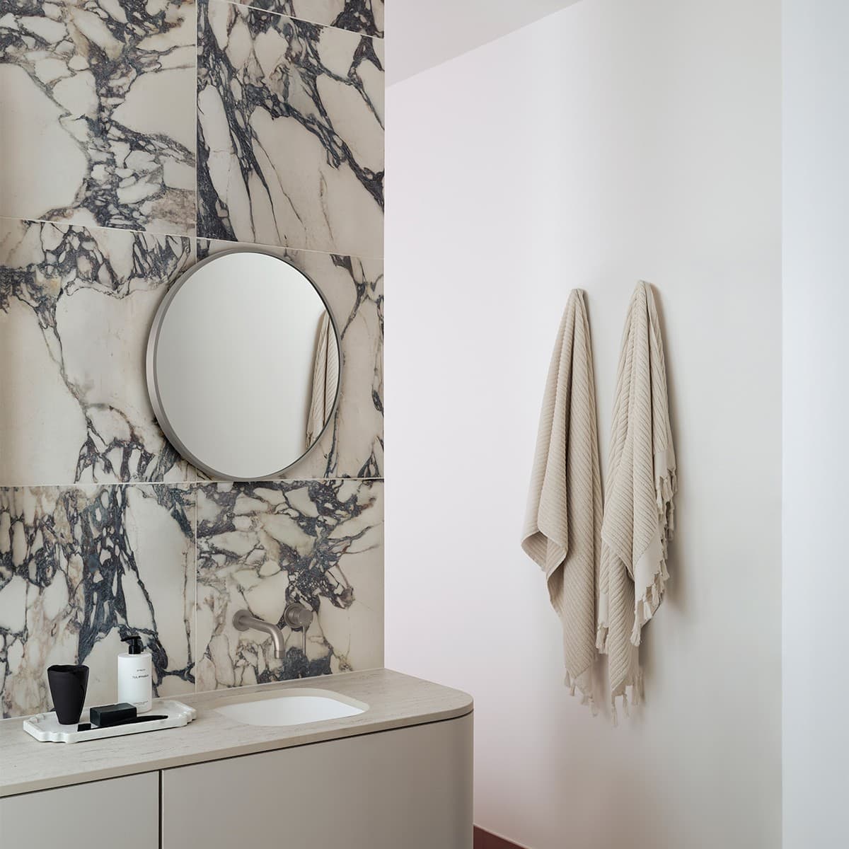 Contour Round Mirror Frame Only in Brushed Chrome-img-4