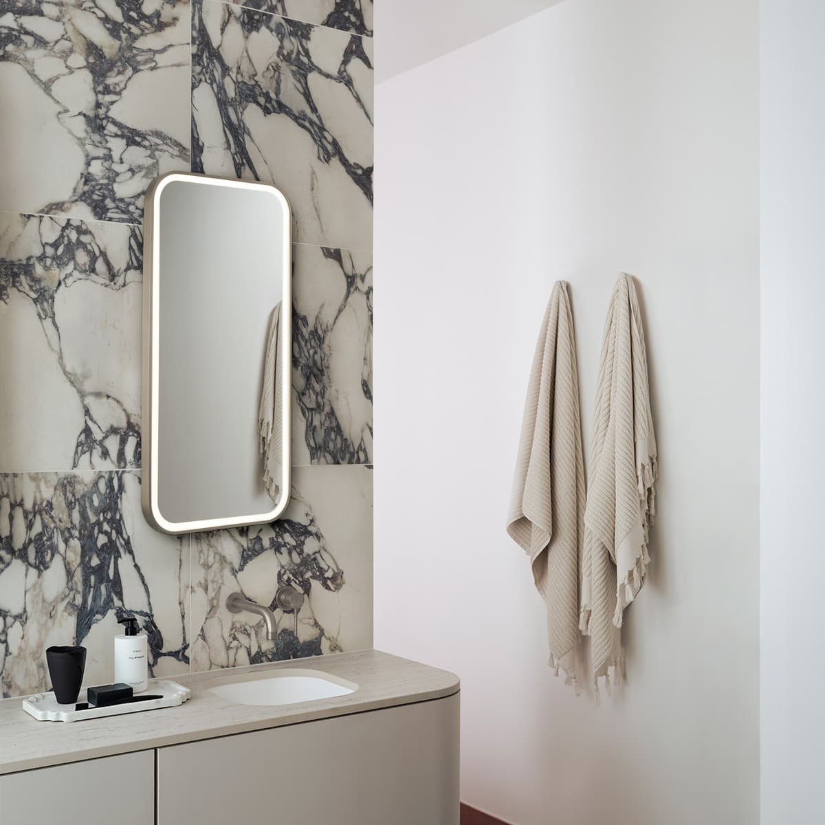 Contour Rectangle Mirror Frame Only in Brushed Chrome-img-2