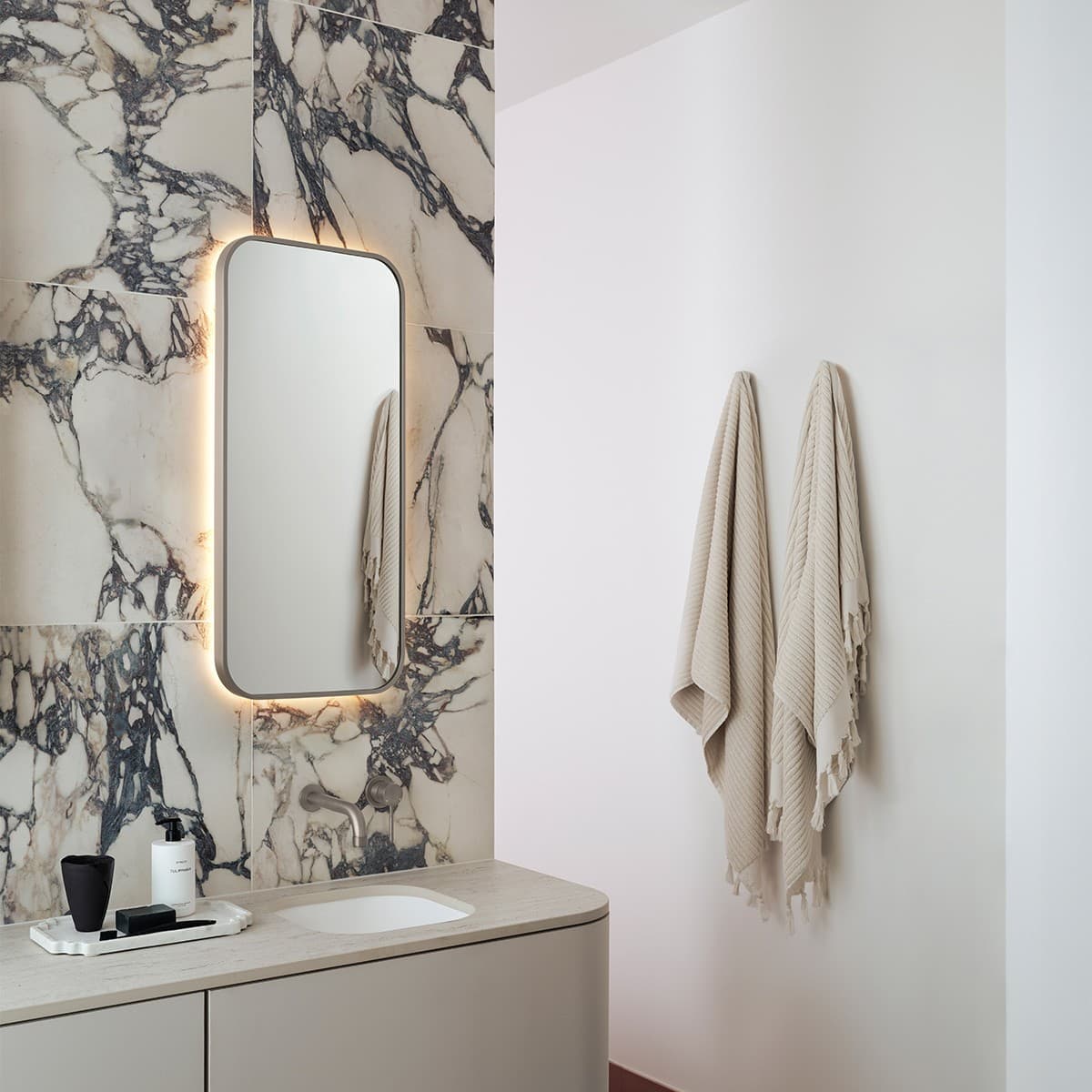 Contour Rectangle Mirror Frame Only in Brushed Chrome-img-3