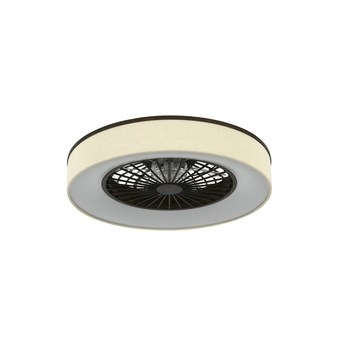 Monsanto Flush Ceiling Fan with LED Light in Bronze with Natural Fabric Shade-img-1