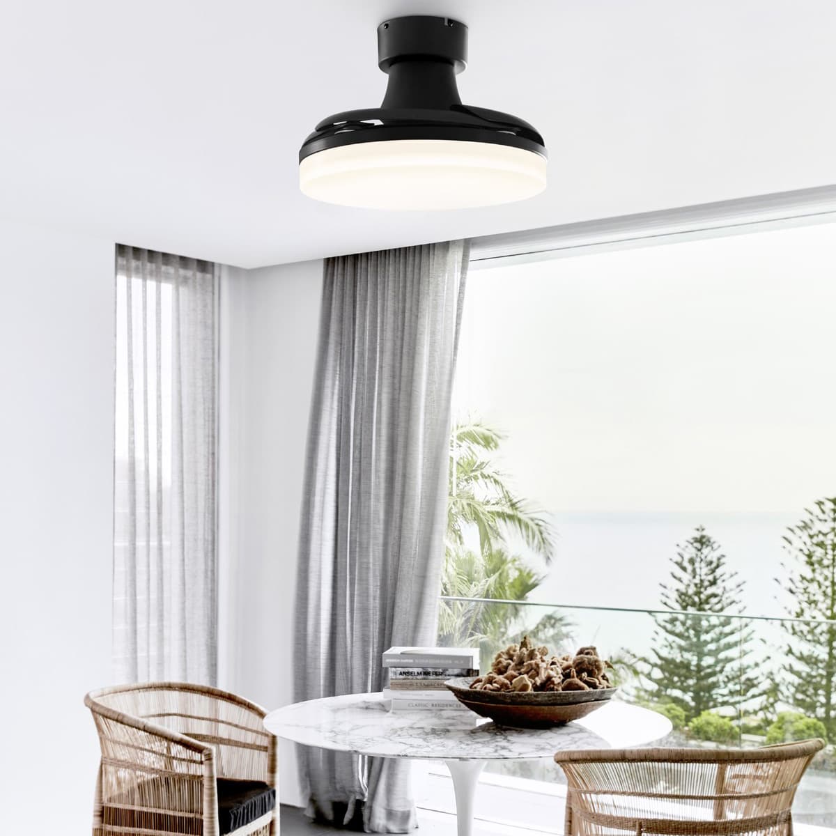 Fanaway Orbit 90cm DC Ceiling Fan with Retractable Blades and Light in Black
