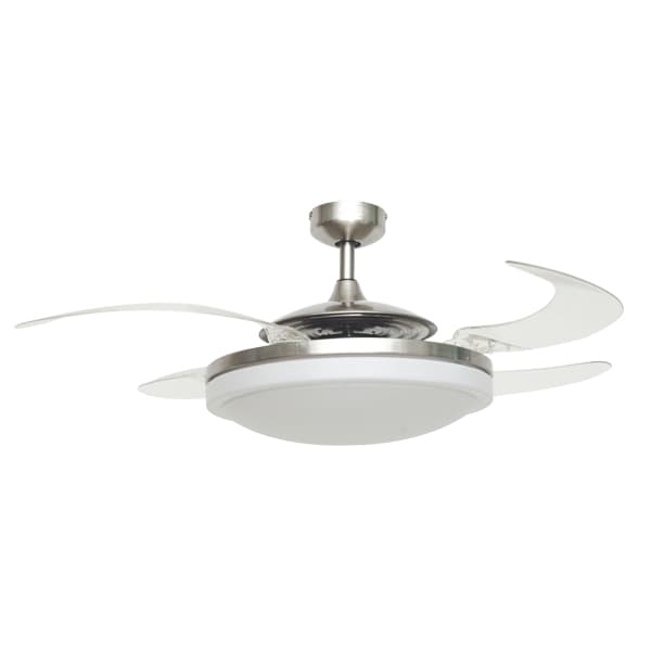 Fanaway Evo2 Endure Brushed Chrome Ceiling Fan with Retractable Blades and Light