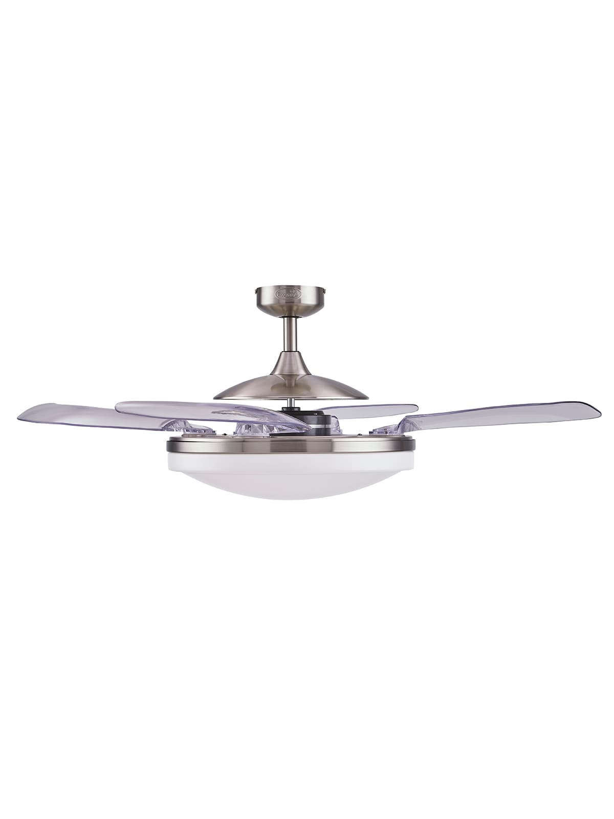 Fanaway Evo2 Endure Brushed Chrome Ceiling Fan with Retractable Blades and Light