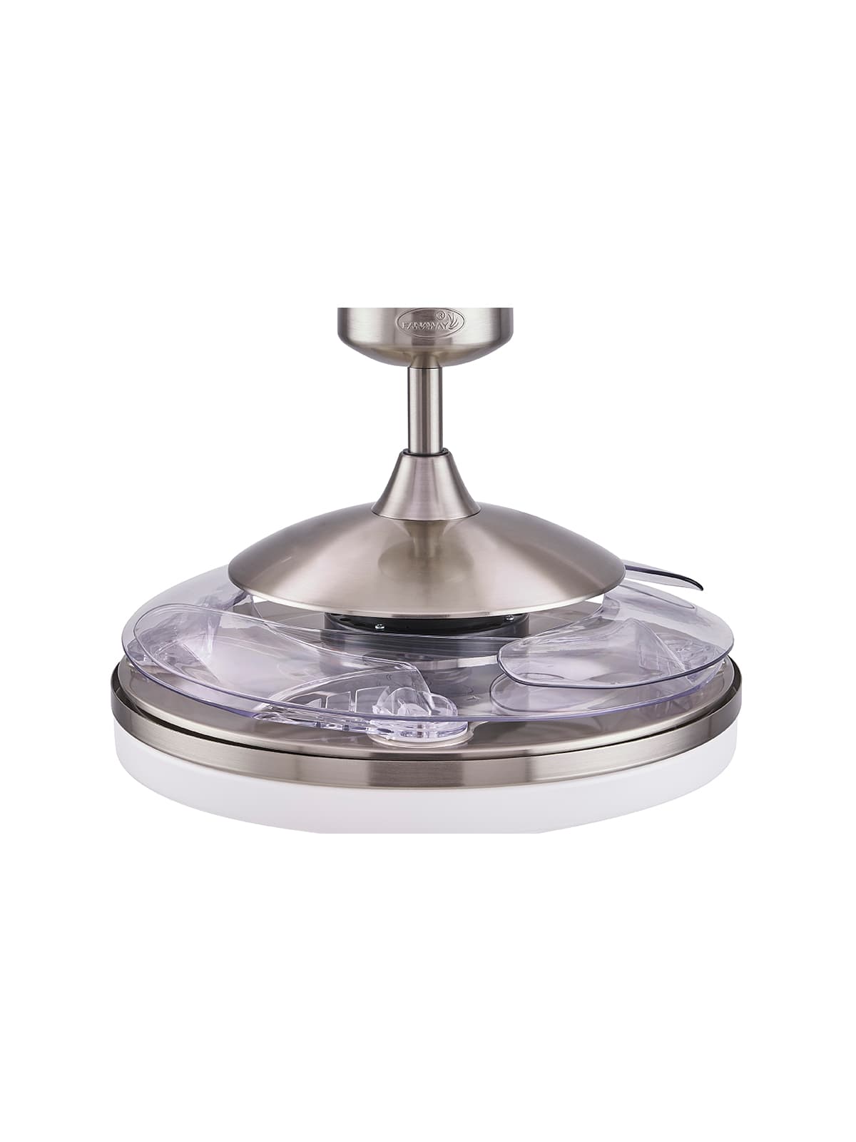 Fanaway Evo2 Endure Brushed Chrome Ceiling Fan with Retractable Blades and Light