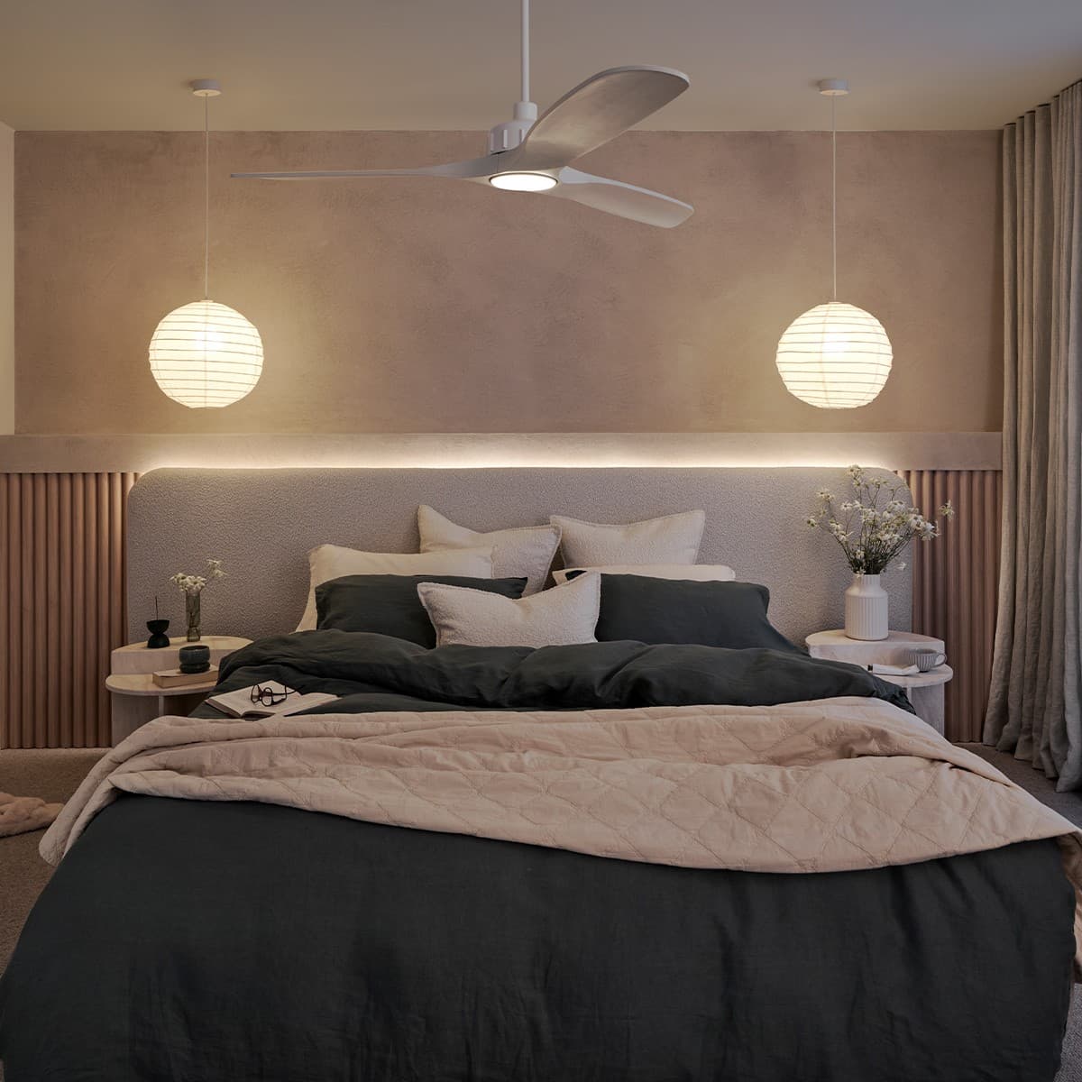 Caelid 152cm DC Fan with Light in White with Whitewash Blades-img-4