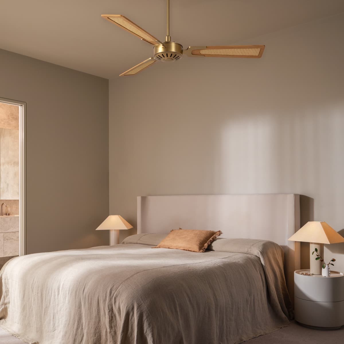 Carolina II 142cm DC Fan in Brass with Teak Blades