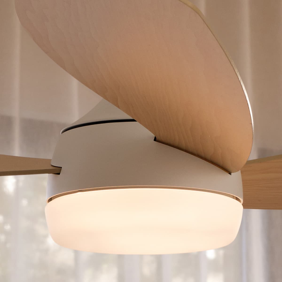 Curlon 142cm DC Fan with Light in White and Teak-img-3