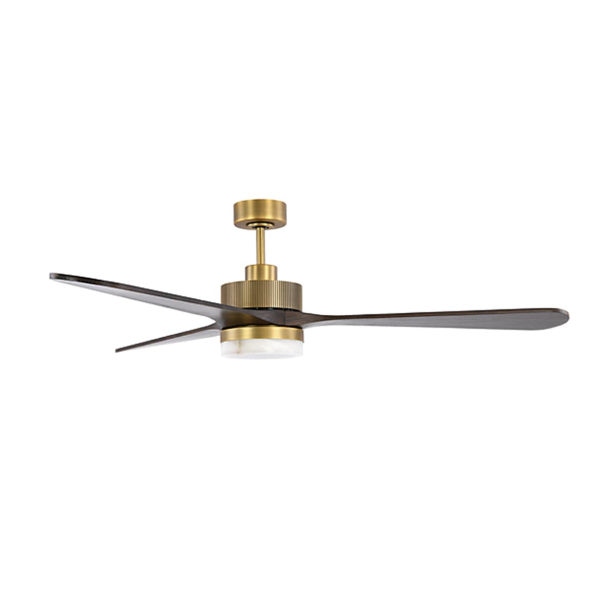 Valerian 152cm DC Fan with Light in Brass with Walnut Blades and Spanish Alabaster Shade-img-1