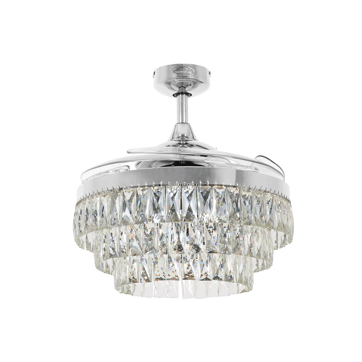 Fanaway Veil Fan in Chrome with Clear Retractable Blades and Light-img-1