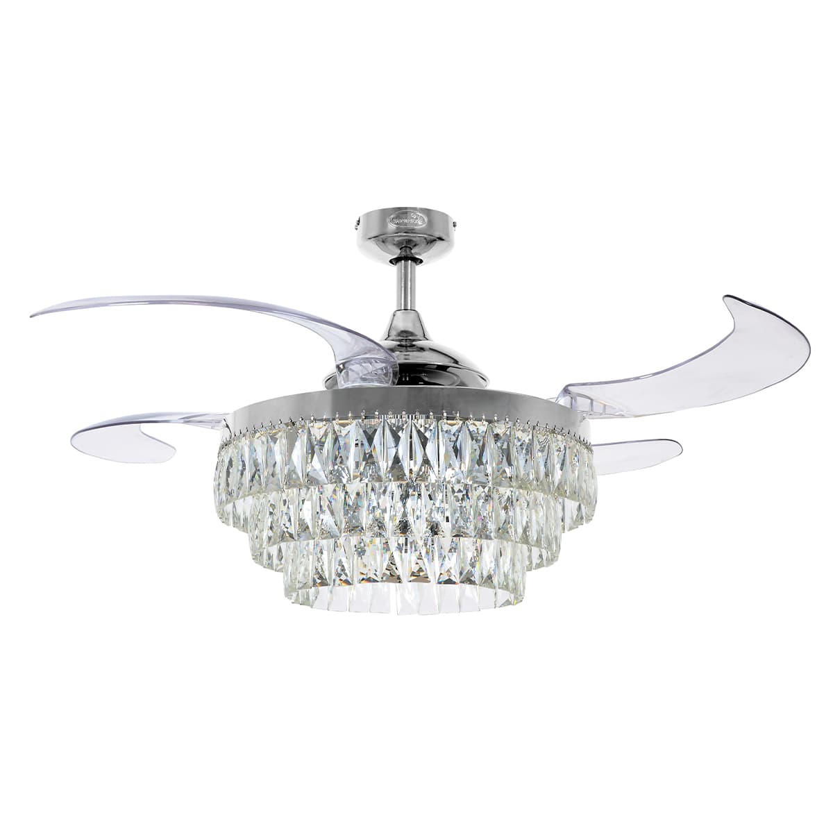 Fanaway Veil Fan in Chrome with Clear Retractable Blades and Light-img-2