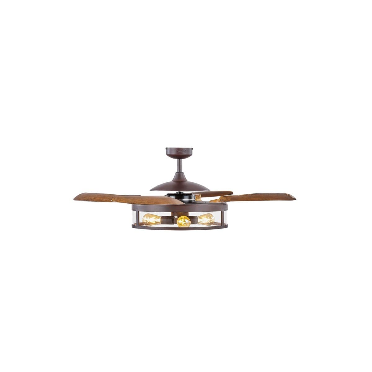 Fanaway Classic Fan in Oil Rubbed Bronze with Brown Coloured Retractable Blades and Light-img-1