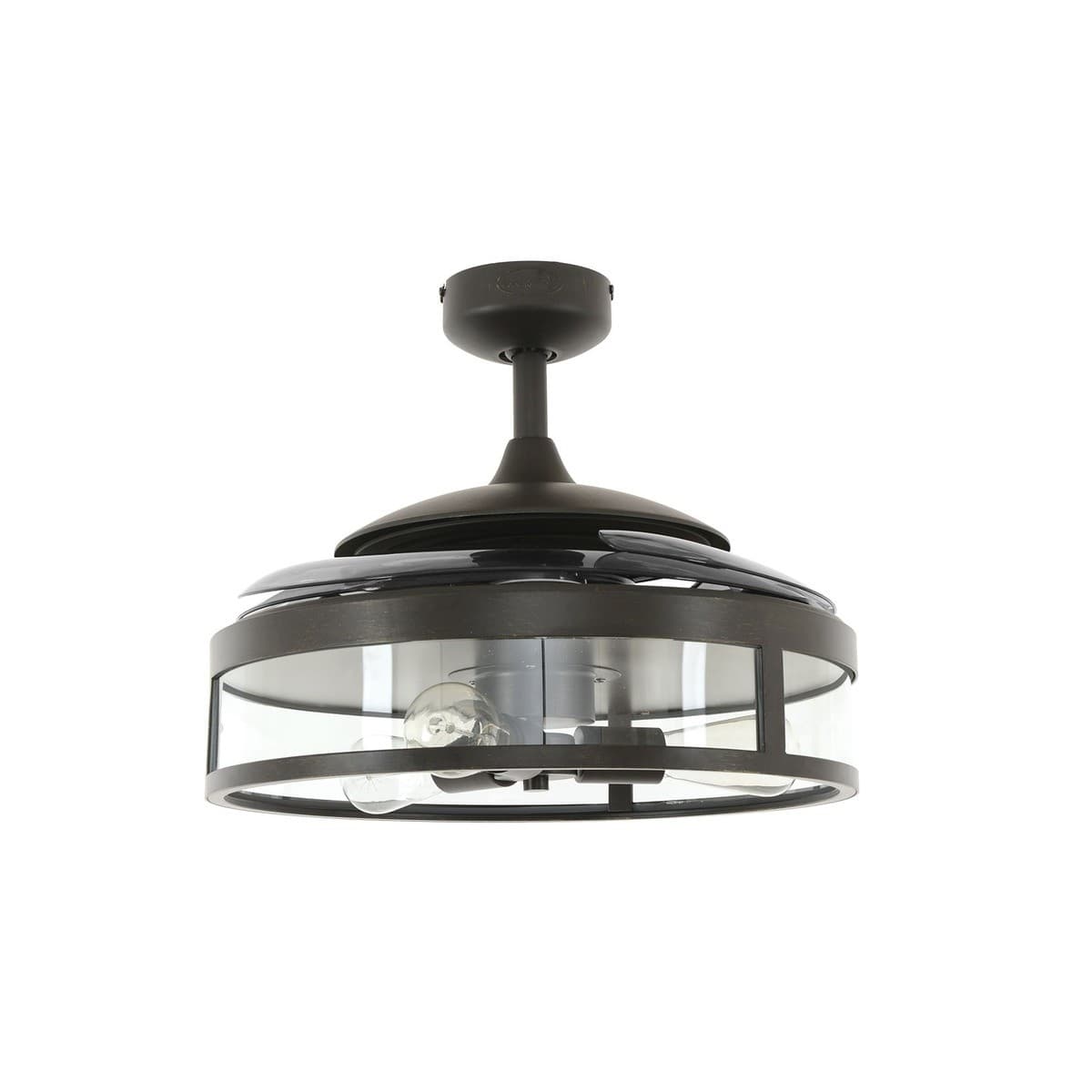 Fanaway Classic Fan in Antique Black with 4 Retractable Smoke Blades and Light-img-2
