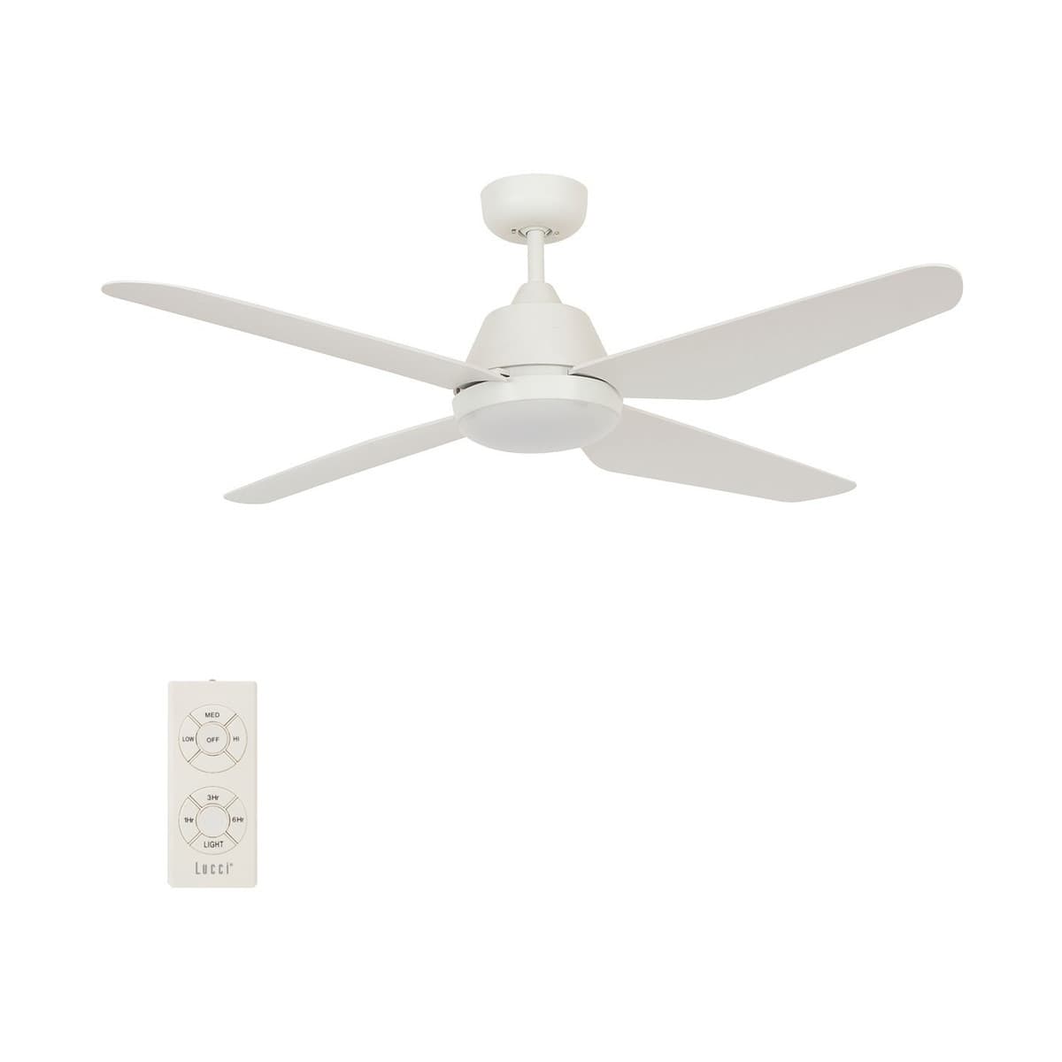Aria 122cm Fan and LED Light with Remote in White