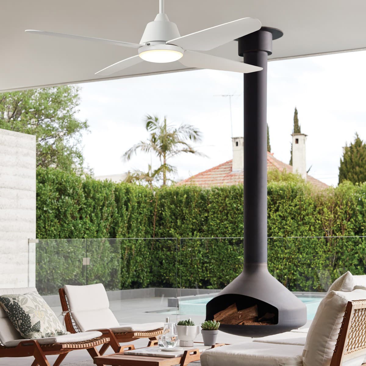 Aria 122cm Fan and LED Light with Remote in White