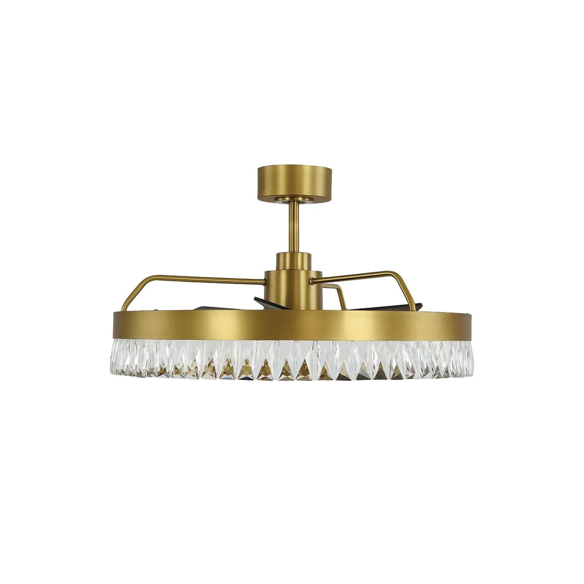 Cessna DC Fan with 700mm LED Light in Antique Brass with Clear Crystal and Walnut Blades-img-1