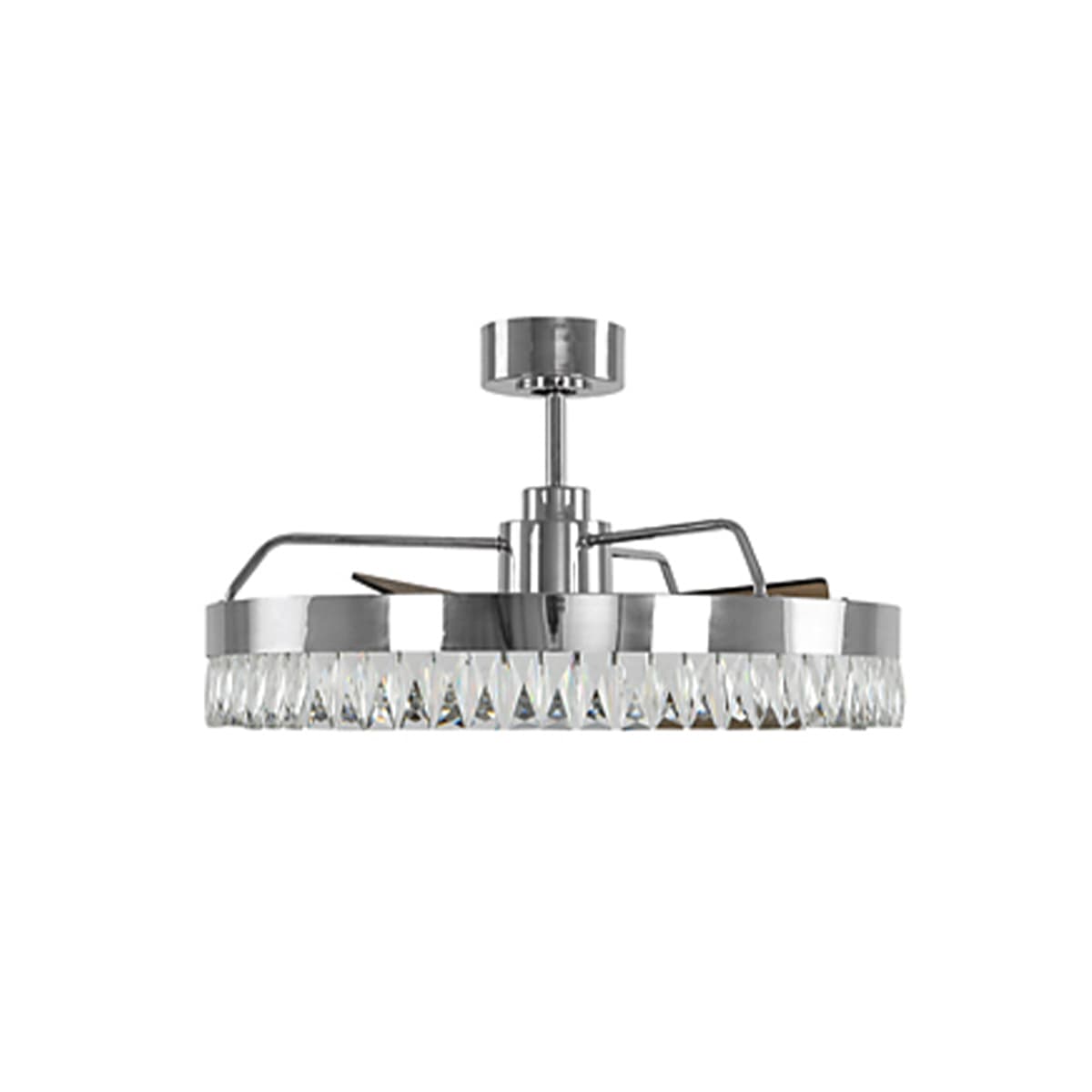 Cessna DC Fan with 700mm LED Light in Chrome with Clear Crystal and Teak Blades-img-1