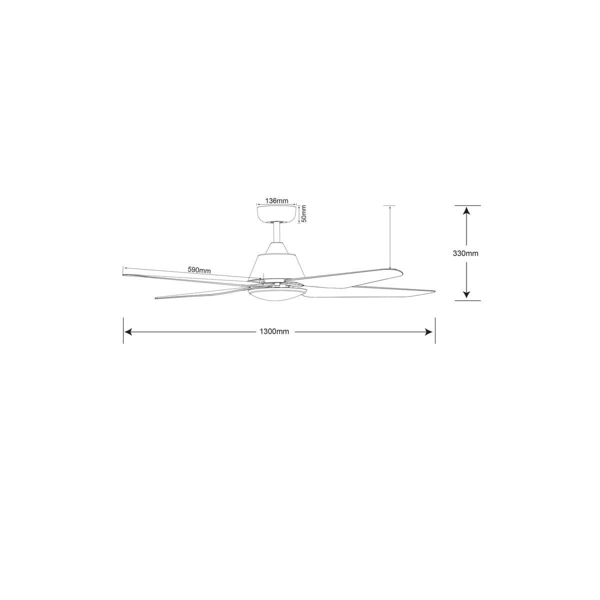 Aria 132cm Fan with LED Light in White-img-2