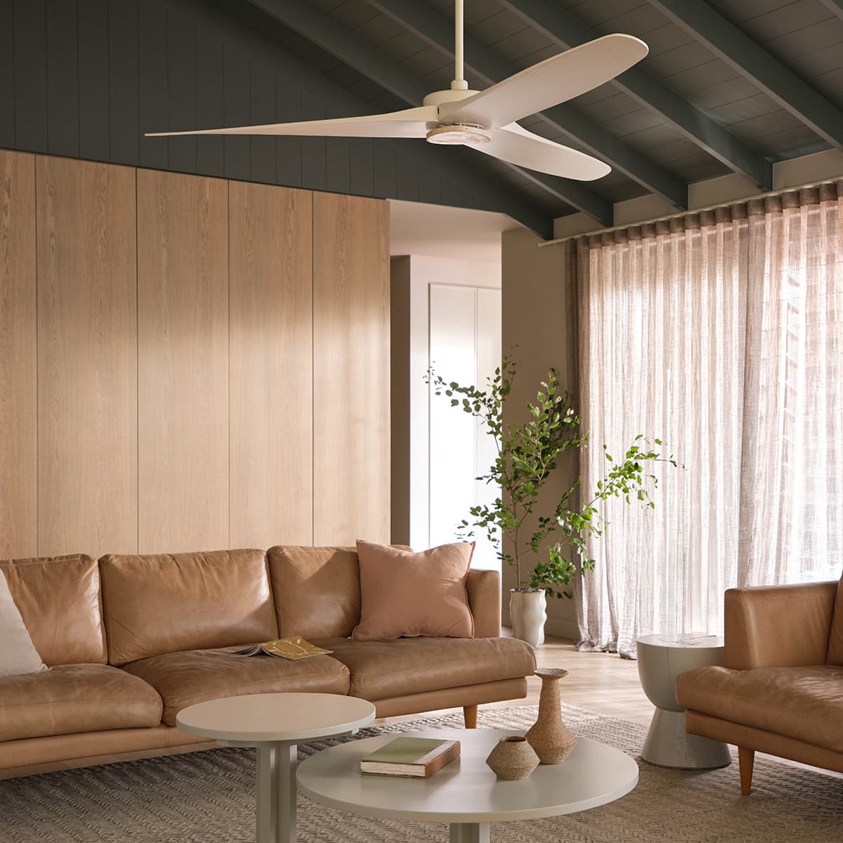 Apostle 167cm DC Fan in Almond with Natural Travertine-img-4
